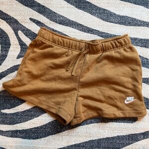 Nike Women's Tan/Brown Fleece Drawstring Athletic Shorts